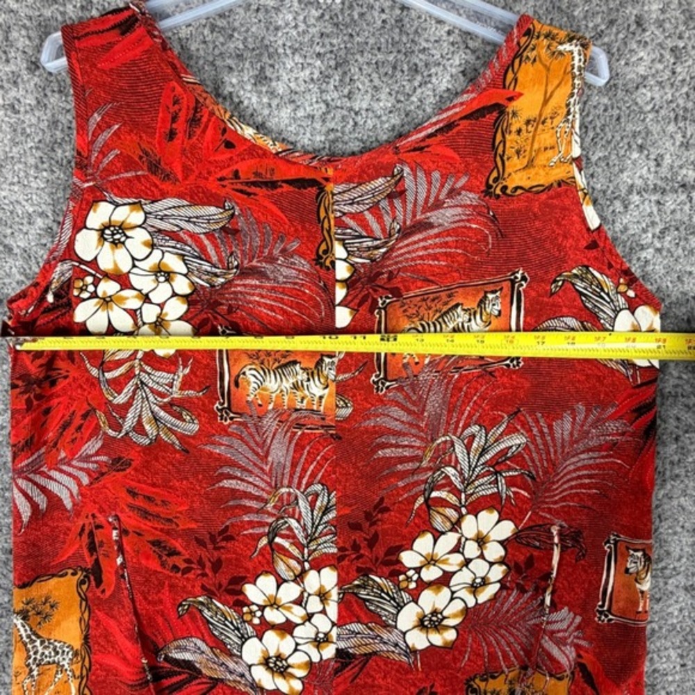 California Krush Women's 1X Red Safari Rayon Maxi Dress Giraffe Zebra Summer USA - Picture 15 of 16